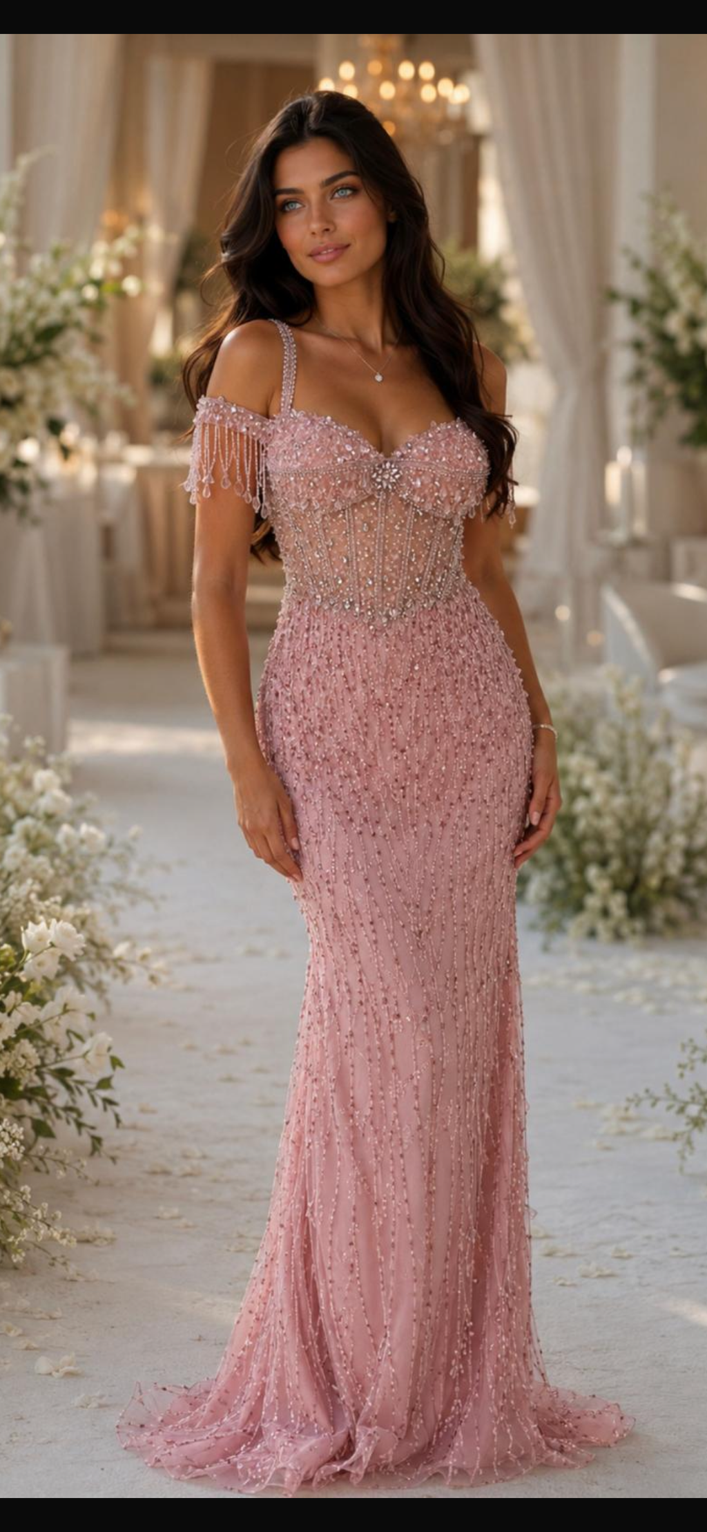 VESTIDO LONGO GLAMOUR ROSA