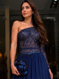 VESTIDO LONGO COM CORPETE BORDADO