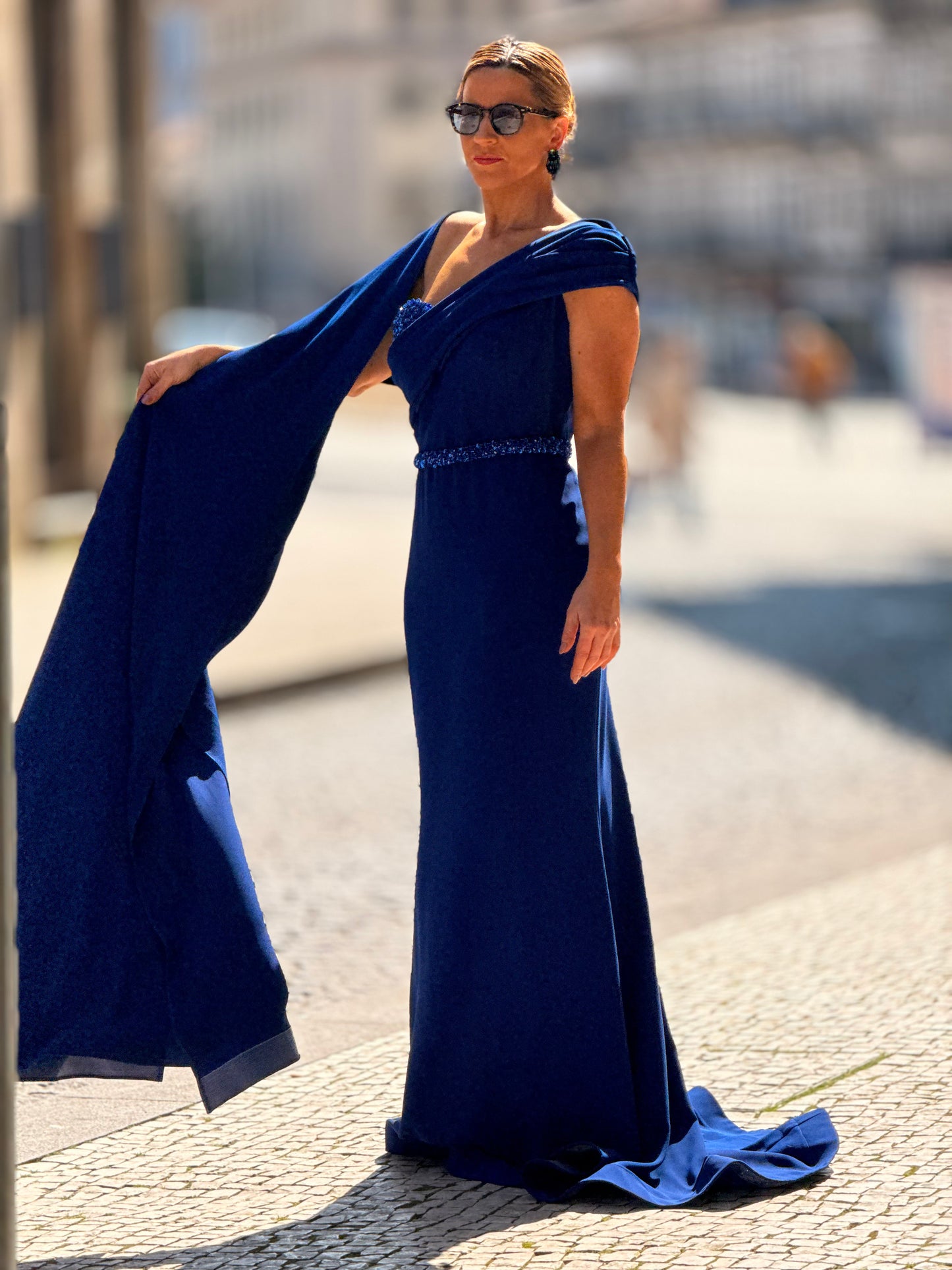 Vestido longo com missanga