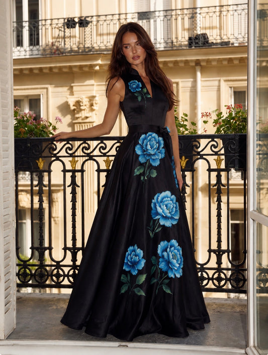 VESTIDO PRETO FLORAL