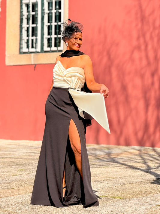 Vestido preto e branco