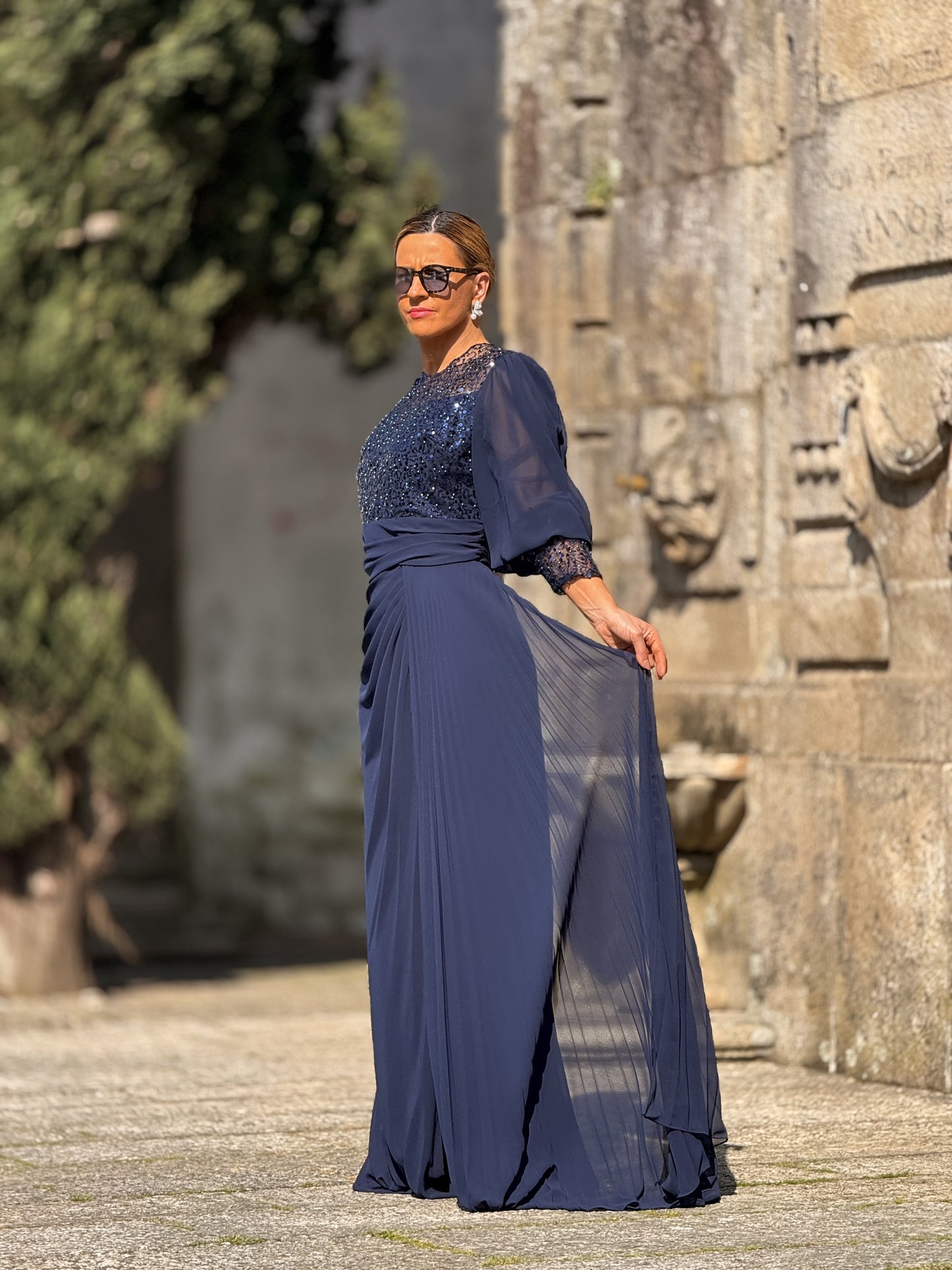 Vestido chiffon e missangas