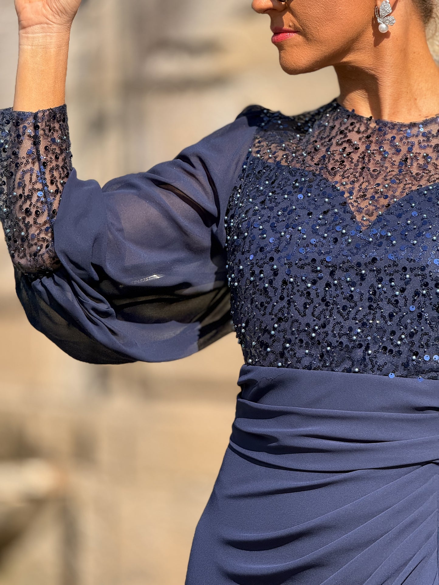 Vestido chiffon e missangas