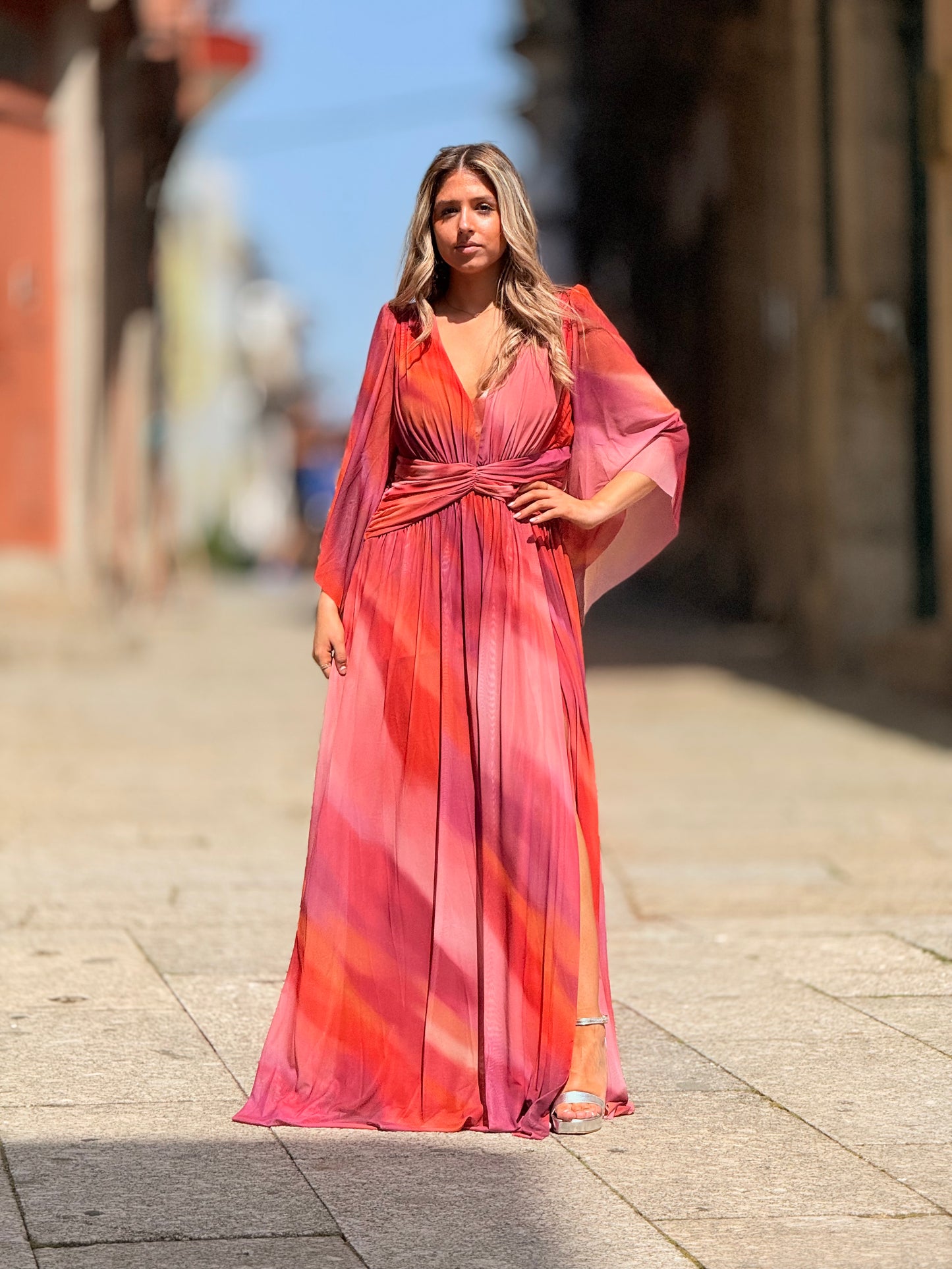 Vestido Tie Dye com manga