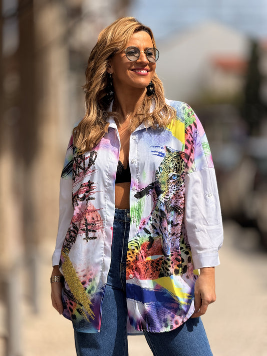 Blusa padrão e brilho