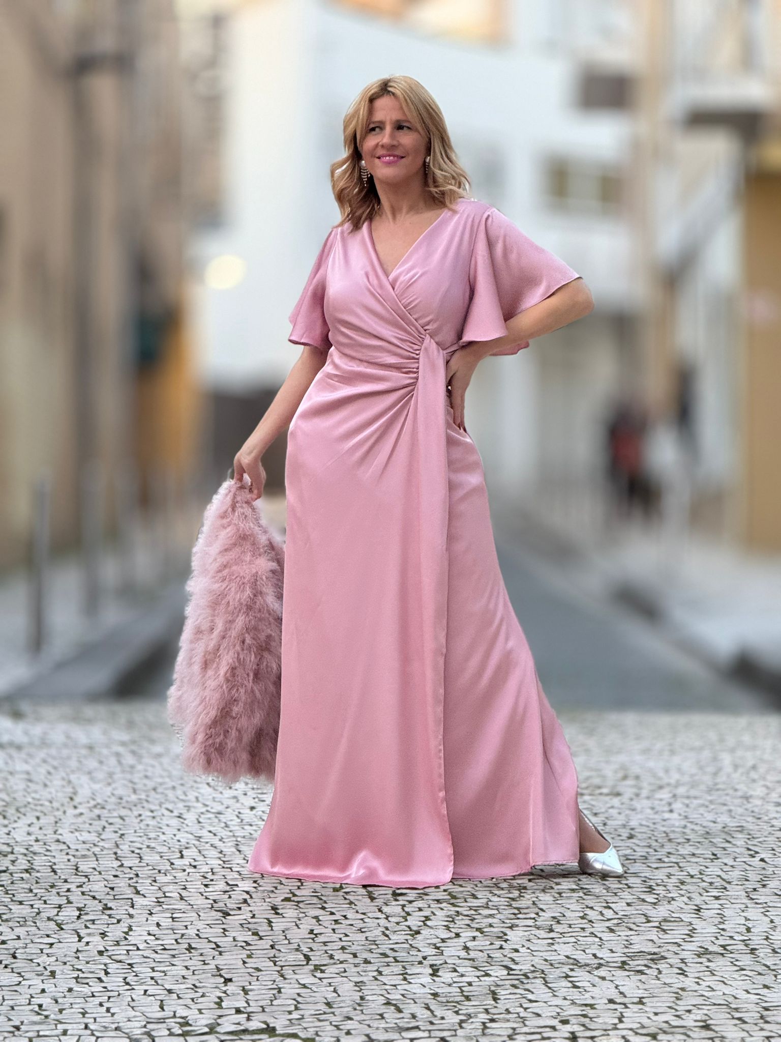 VESTIDO LONGO ROSA BEBÉ