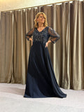 VESTIDO AZUL MARINHO COM PEDRARIA