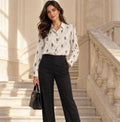 Blusa Branca com Estampado de Corujas