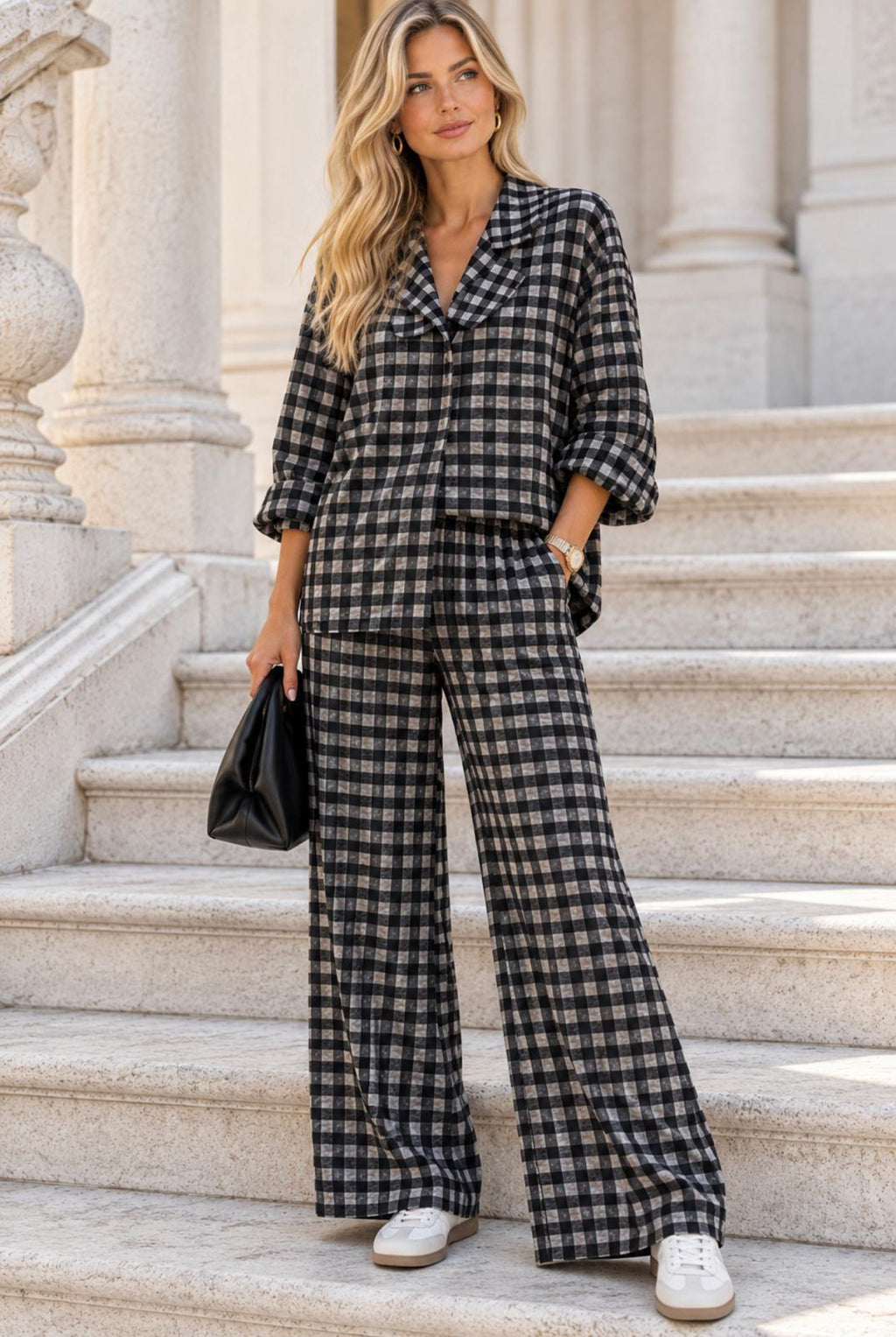Conjunto Xadrez Preto e Cinza