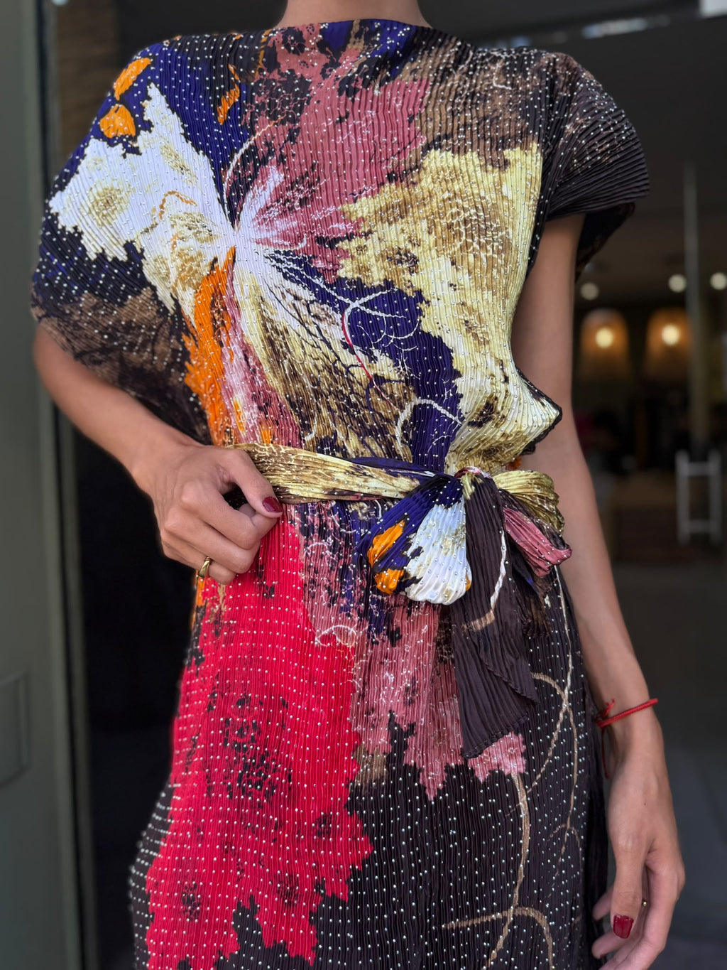 Vestido Longo Multicolor com Cinto