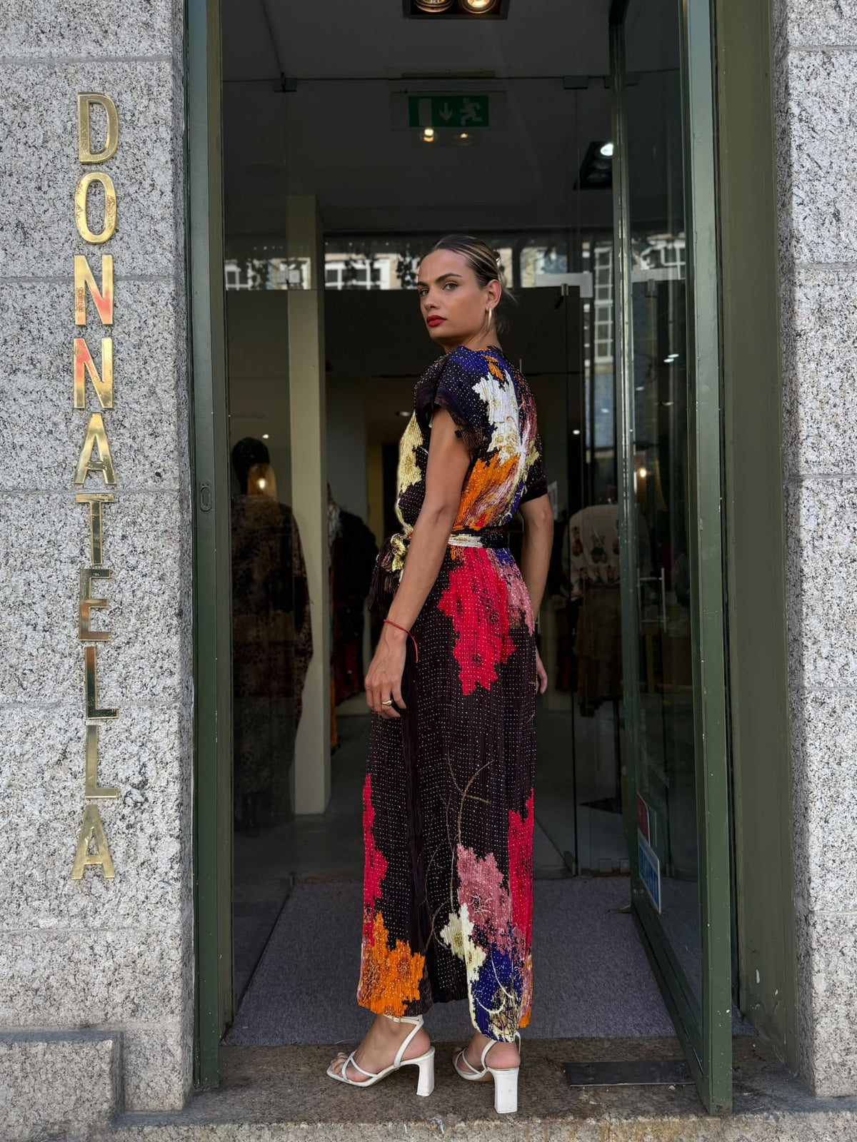 Vestido Longo Multicolor com Cinto