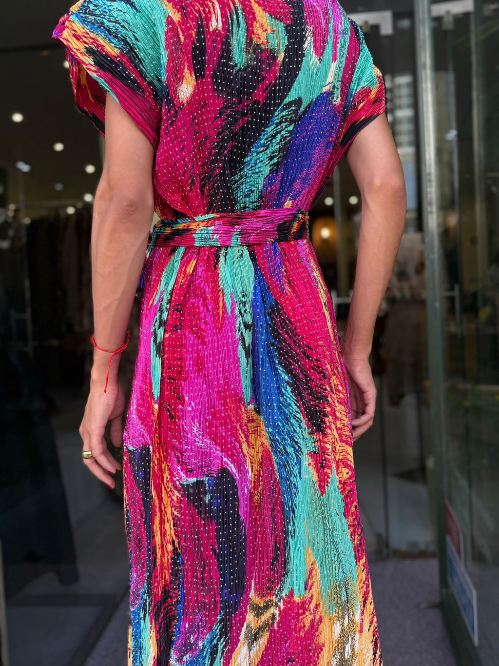 Vestido longo Multicolor com Cinto