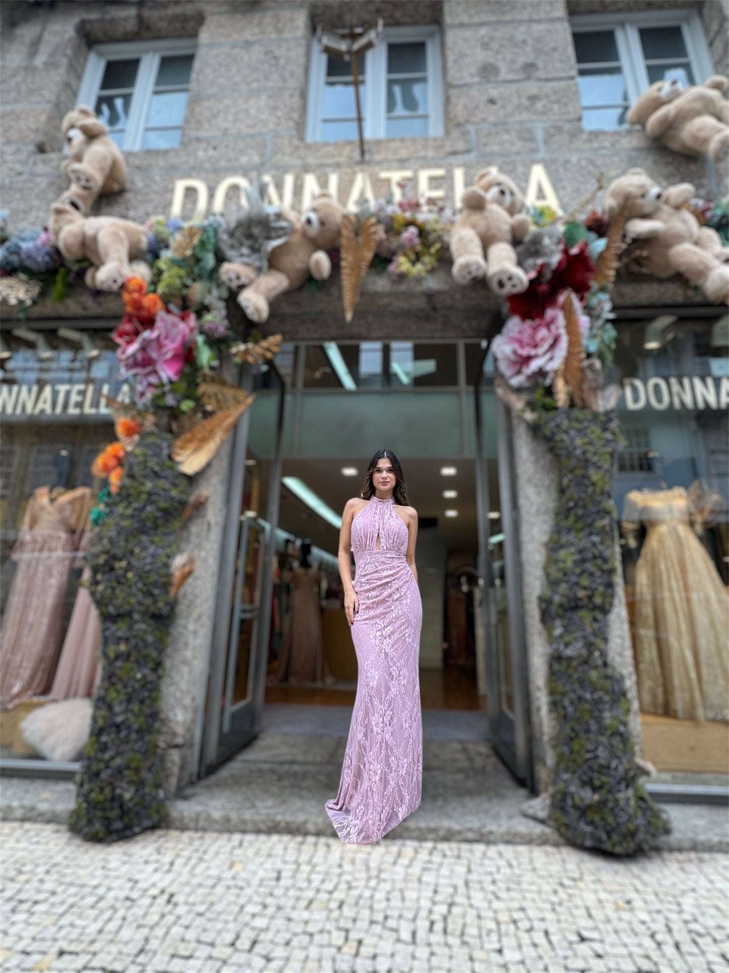 Vestido renda, sem costas
