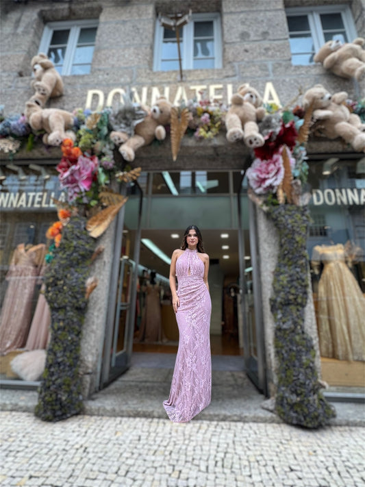 Vestido renda, sem costas