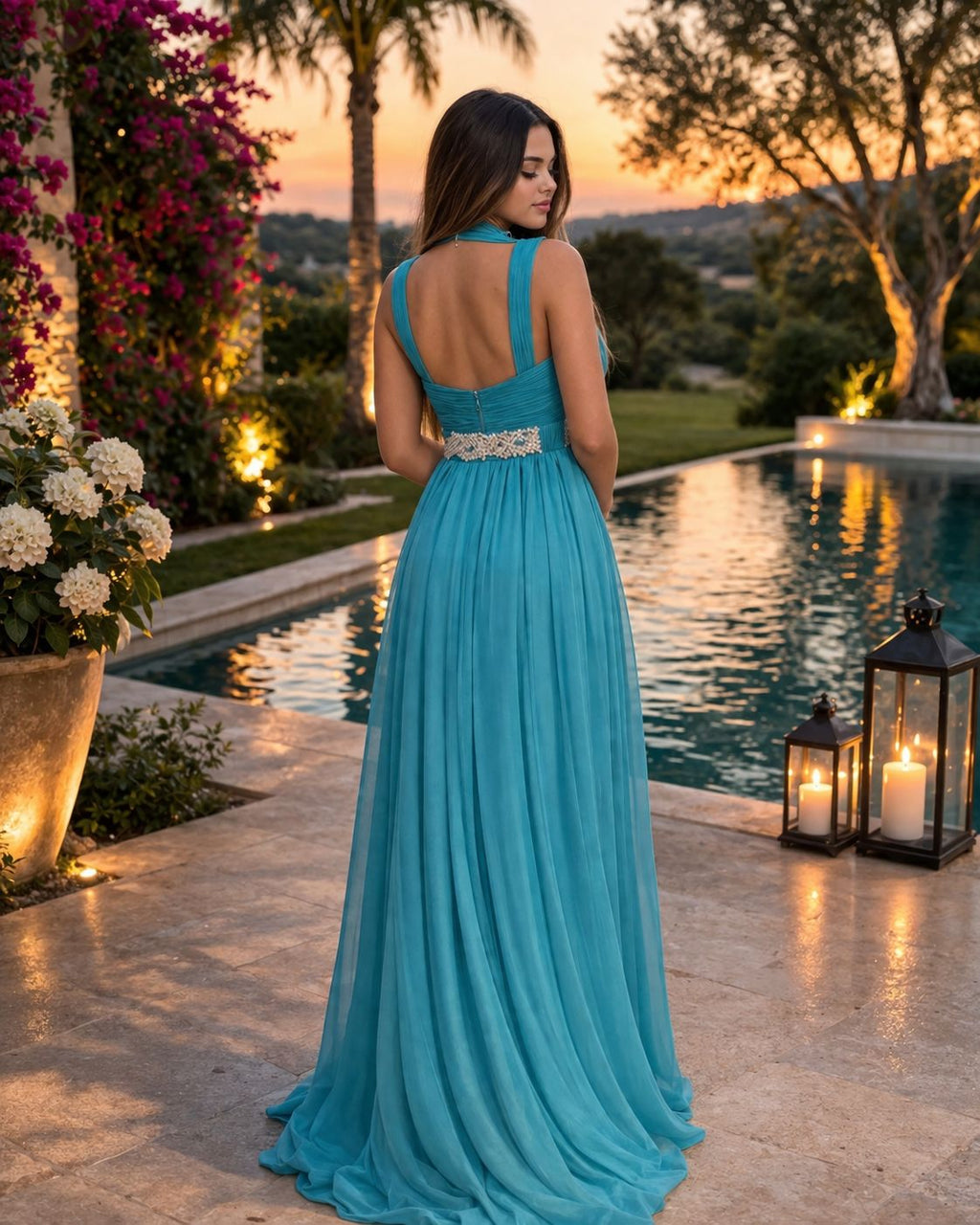 VESTIDO AZUL LONGO