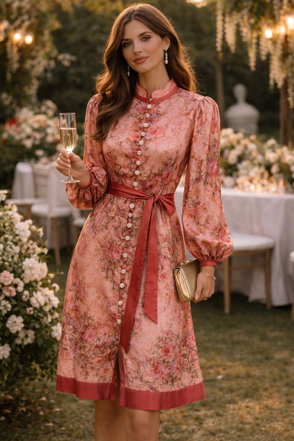 VESTIDO CURTO ESTAMPADO COM BOTÕES