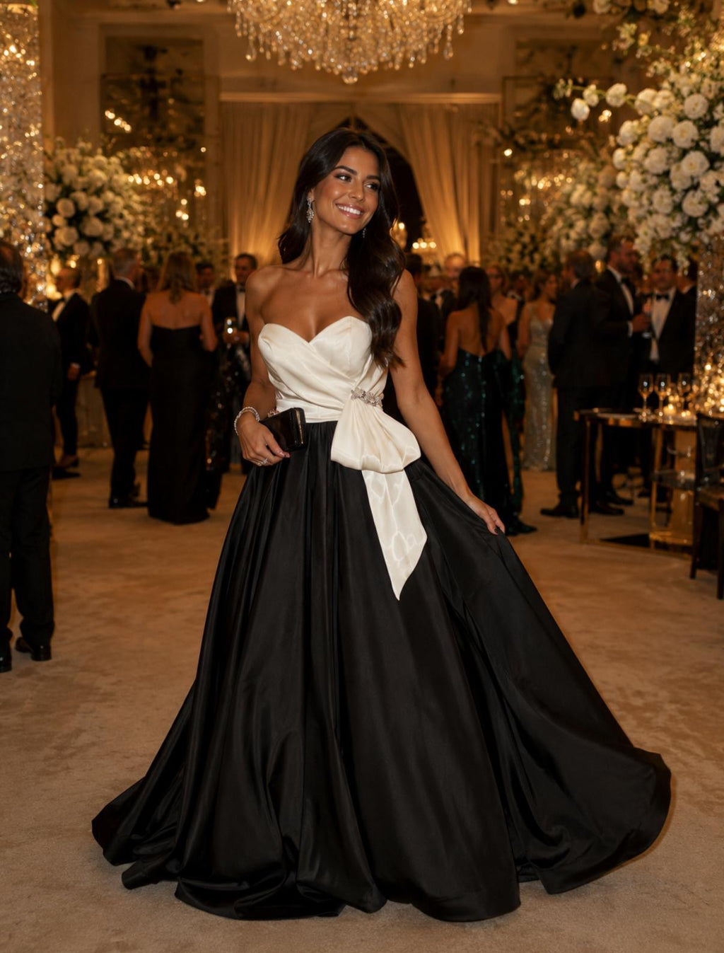 VESTIDO PRETO E BRANCO