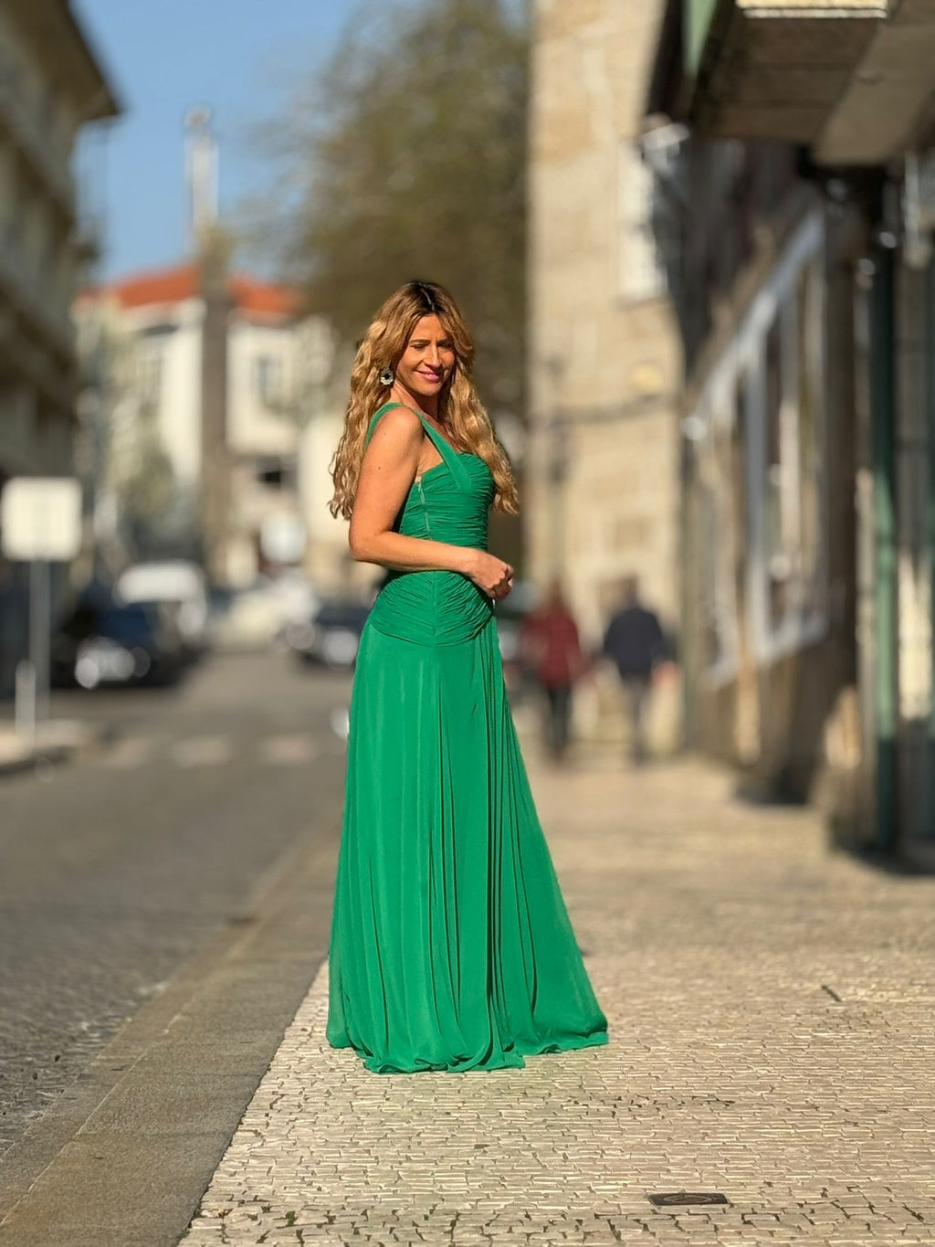 VESTIDO VERDE DRAPEADO