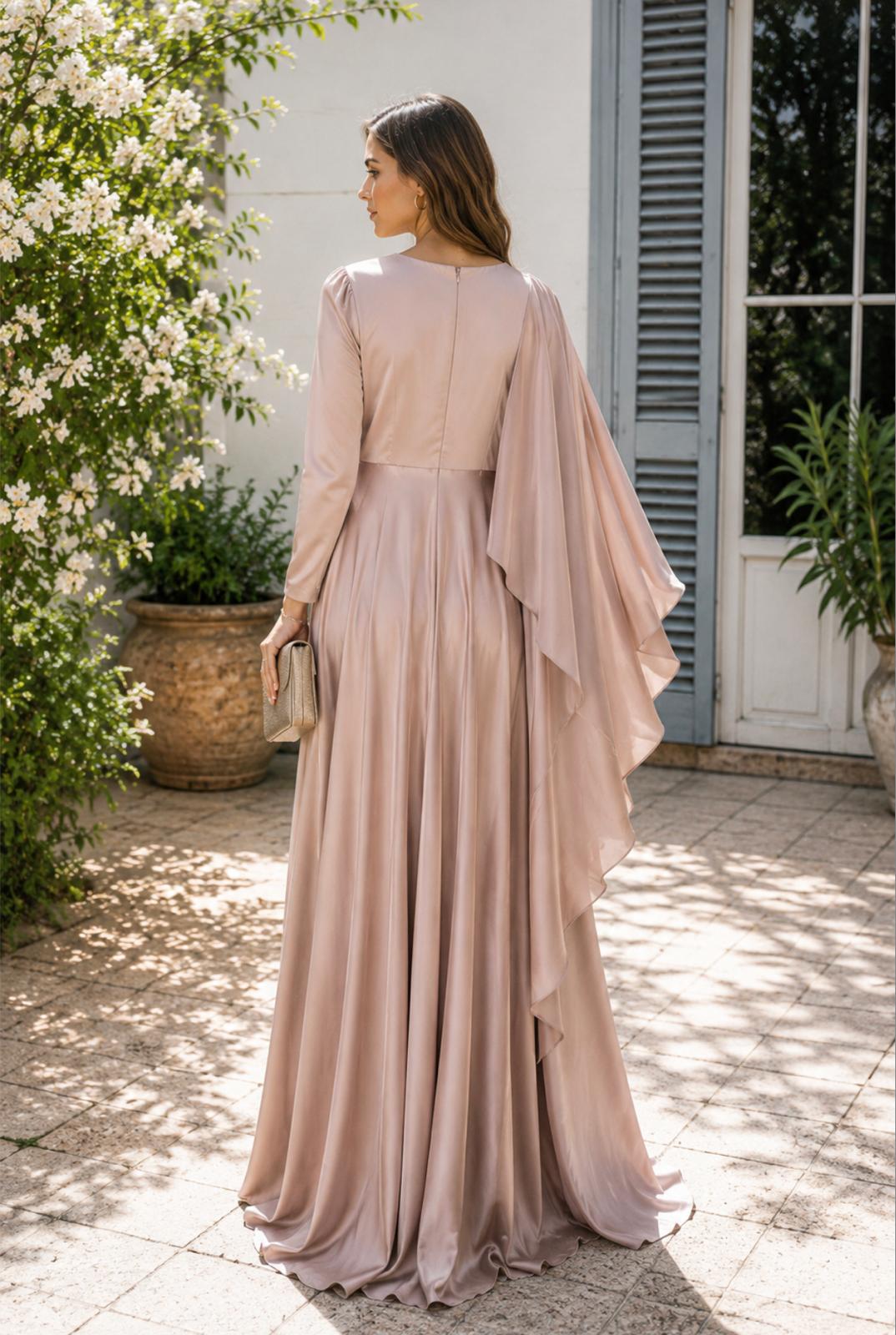 VESTIDO TAUPE DRAPEADO