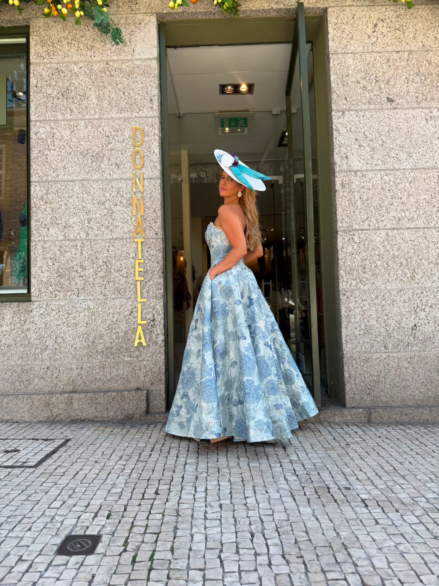 VESTIDO LONGO FLORAL AZUL