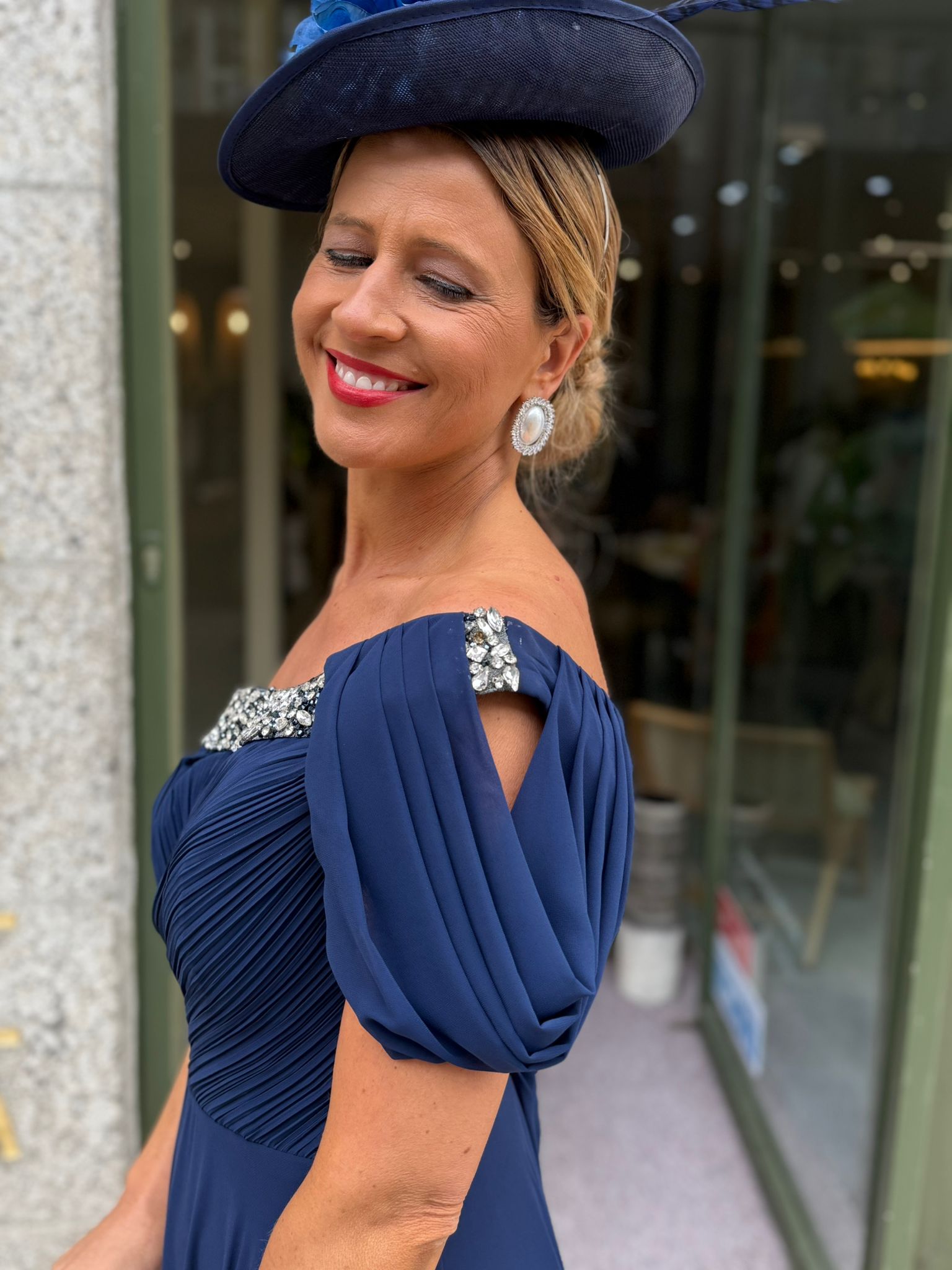 VESTIDO AZUL MARINHO OMBRO A OMBRO