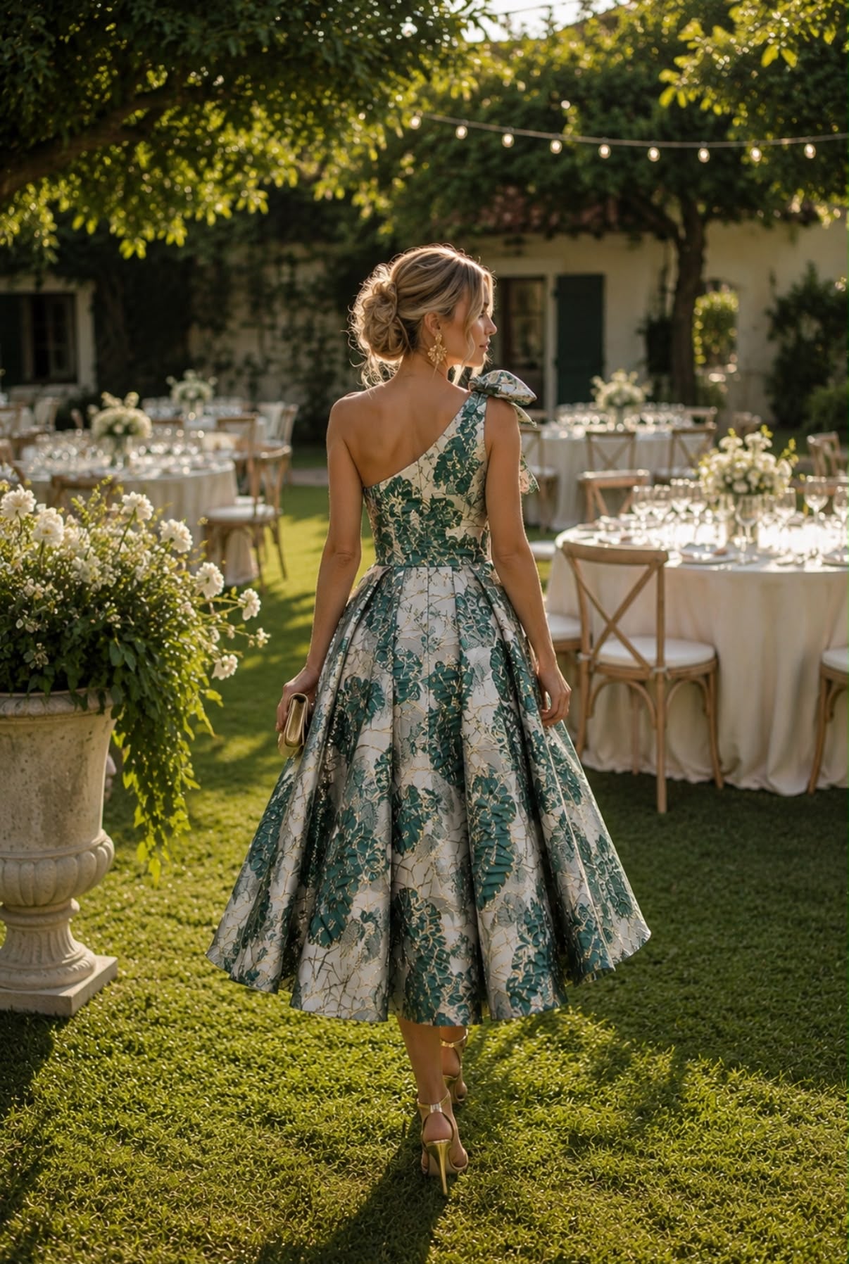 VESTIDO MIDI BROCADO ELEGANCE