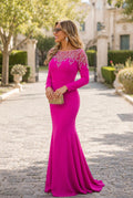 VESTIDO ROSA DE MANGA COMPRIDA