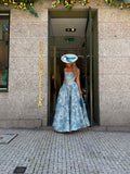 VESTIDO LONGO FLORAL AZUL