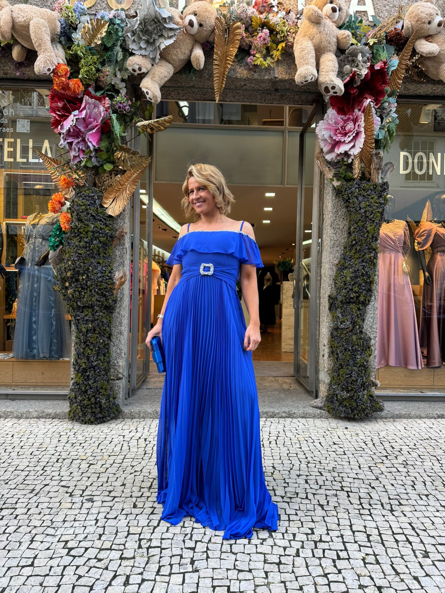 Vestido brilho plissado