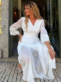 VESTIDO MIDI BRANCO EM CHIFFON