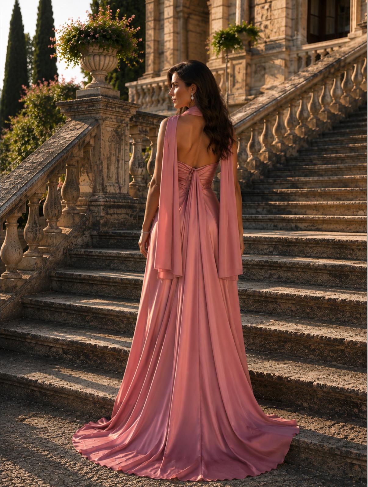 VESTIDO ROSA VELHO BRILHANTE
