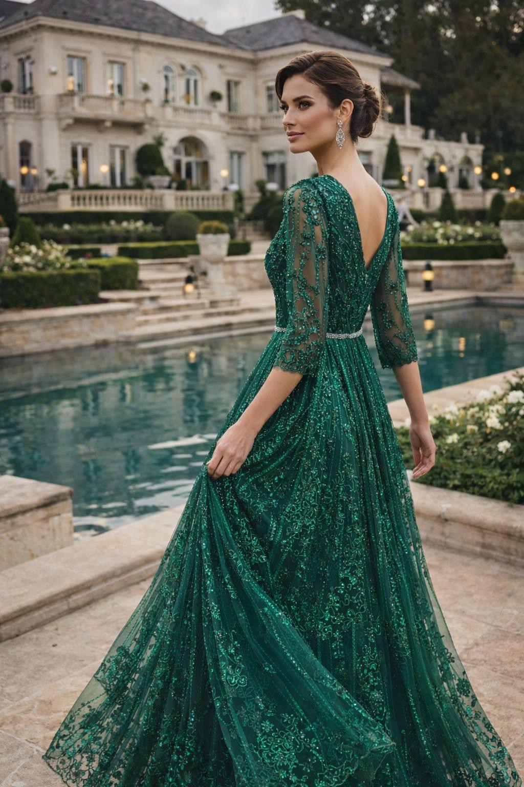 VESTIDO VERDE PEDRARIA