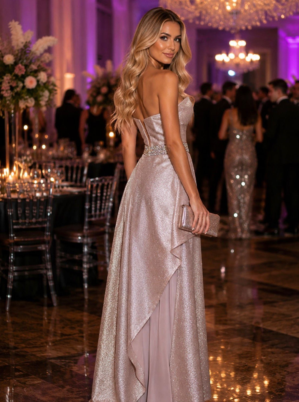 VESTIDO LONGO ROSA GOLD