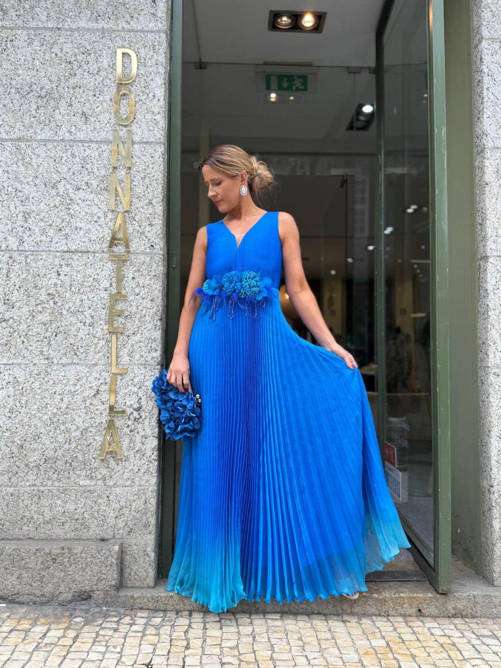 VESTIDO AZUL PLISSADO
