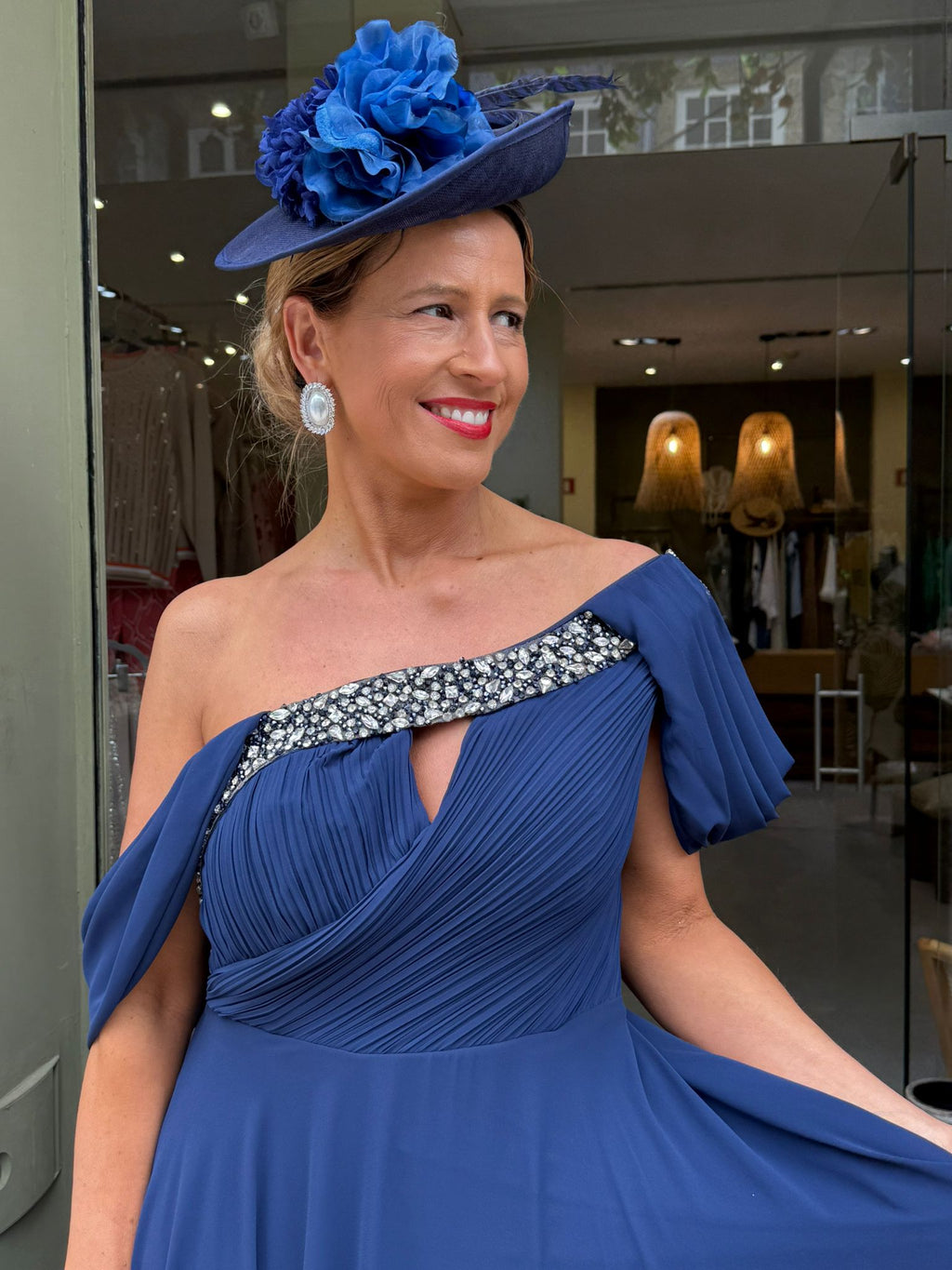 VESTIDO AZUL MARINHO OMBRO A OMBRO