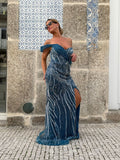 VESTIDO AZUL LANTEJOULAS