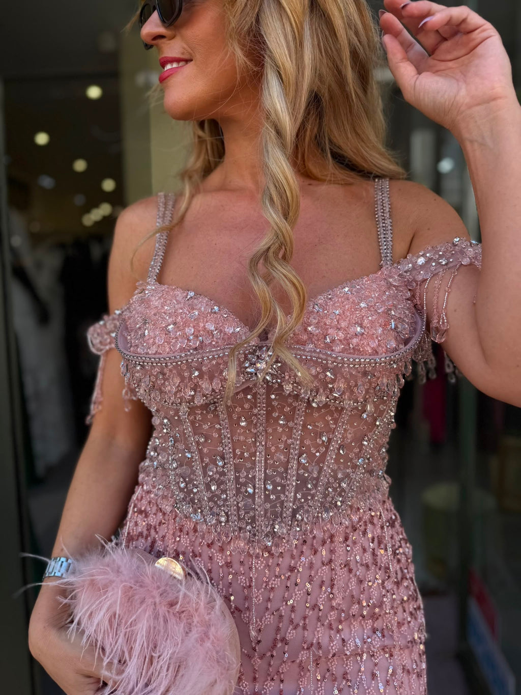 VESTIDO LONGO GLAMOUR ROSA