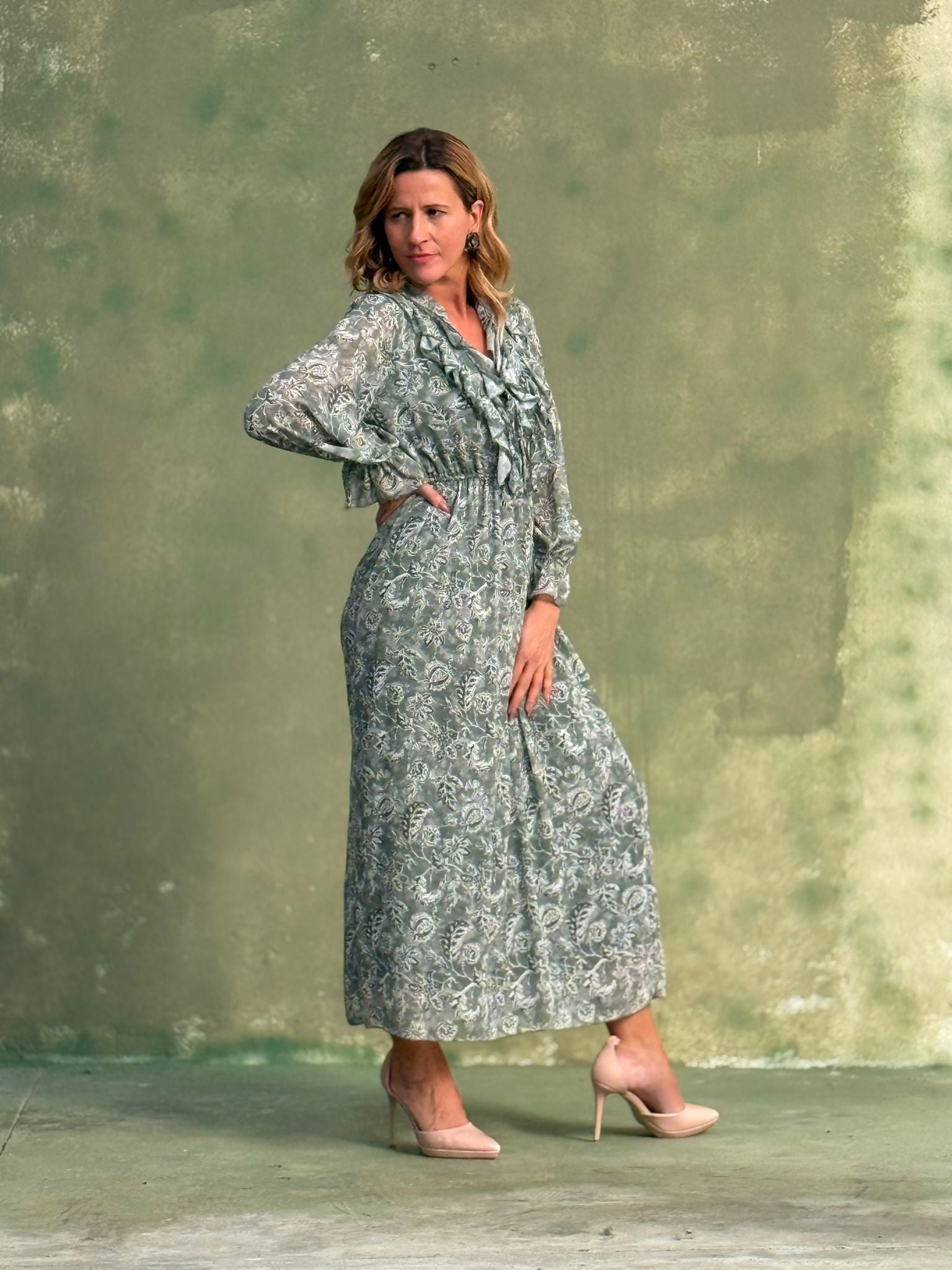 Vestido estampado longo