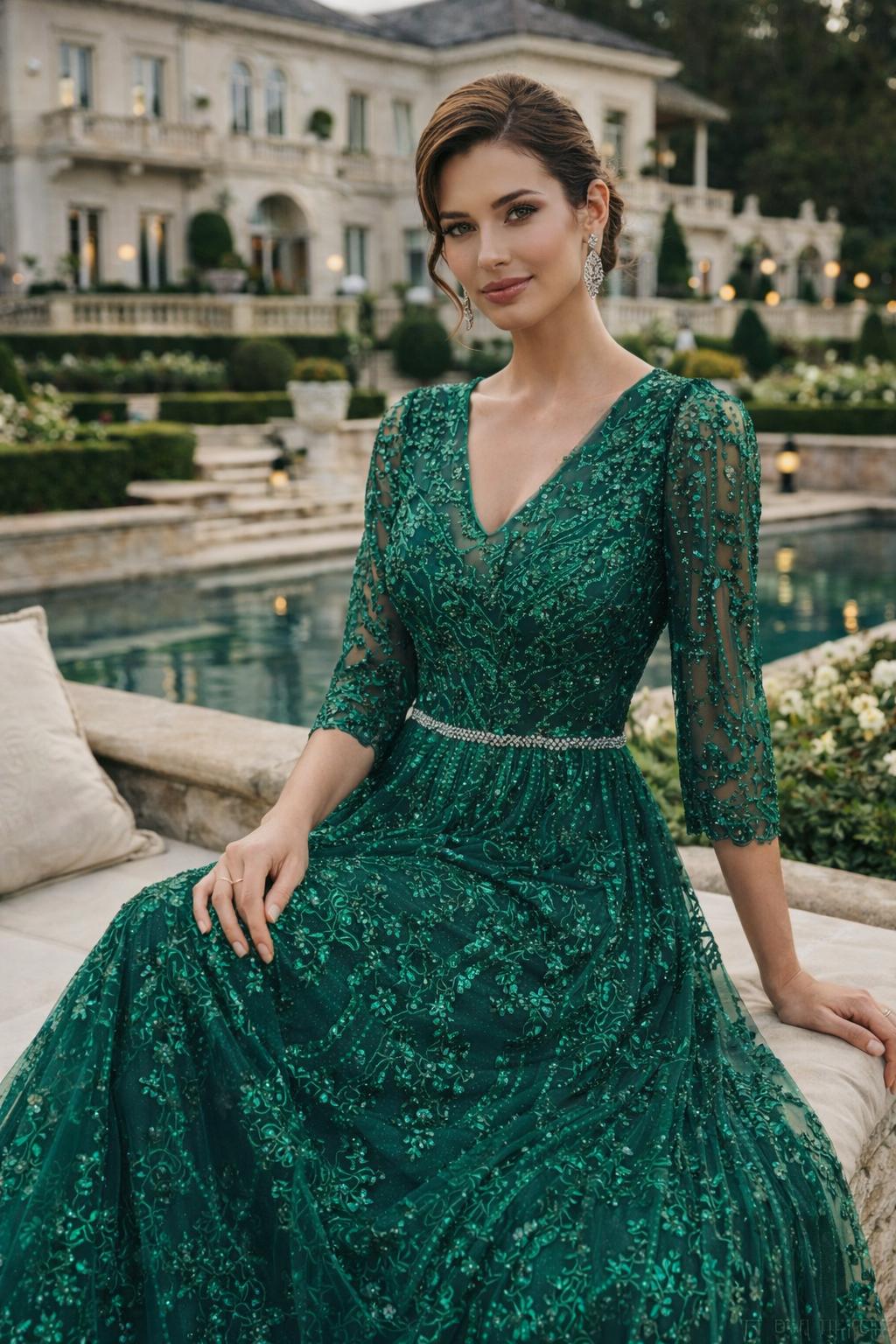 VESTIDO VERDE PEDRARIA