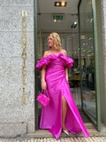 VESTIDO ROSA COM FOLHO