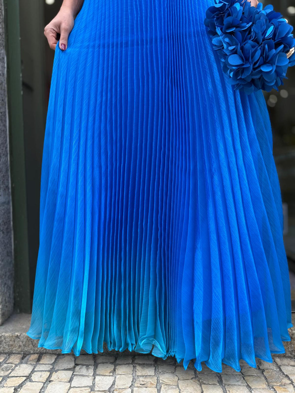 VESTIDO AZUL PLISSADO