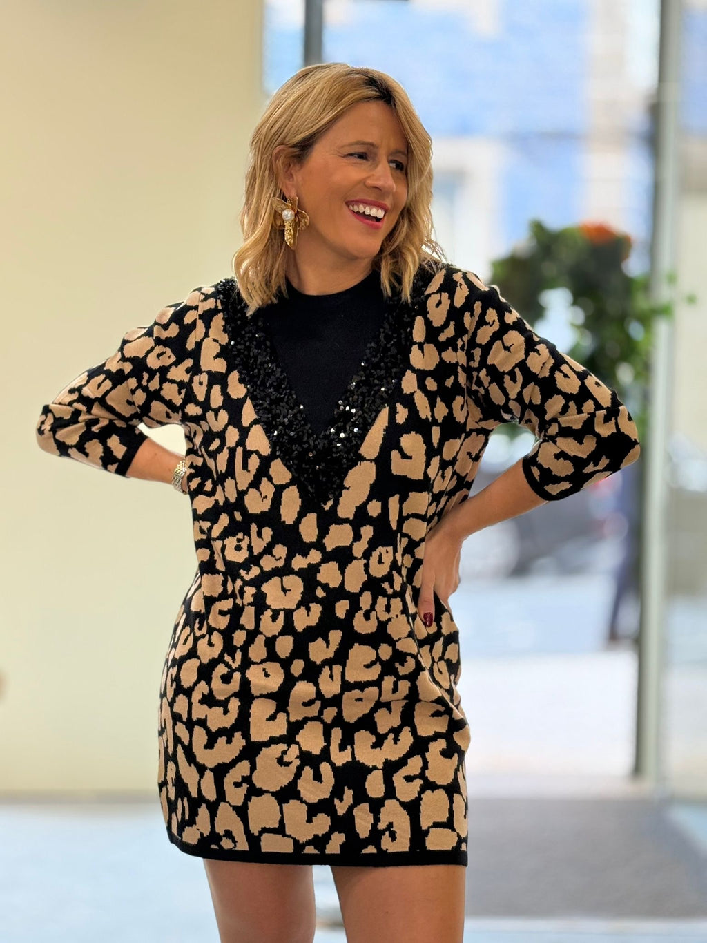 VESTIDO DE MALHA LEOPARDO