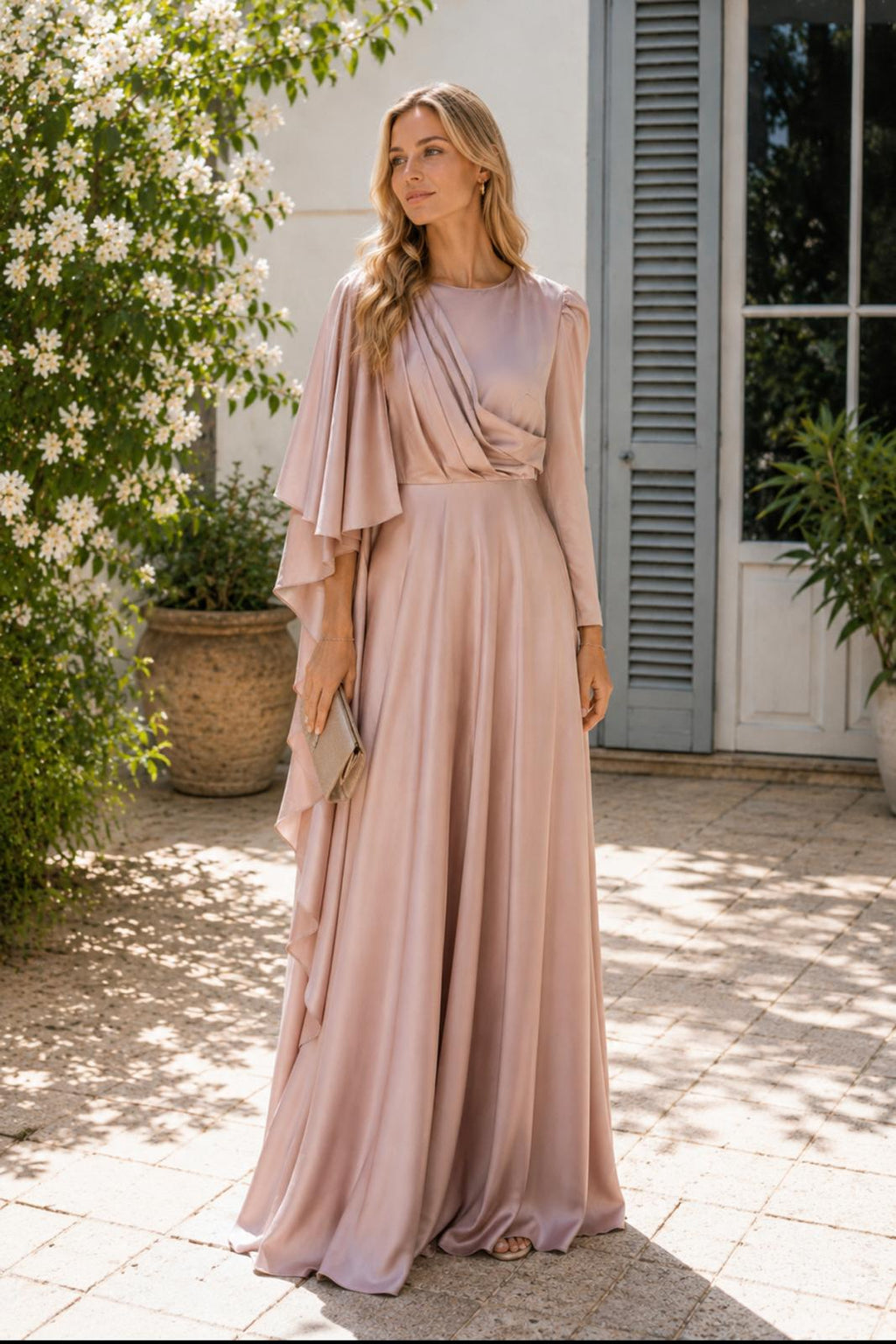 VESTIDO TAUPE DRAPEADO